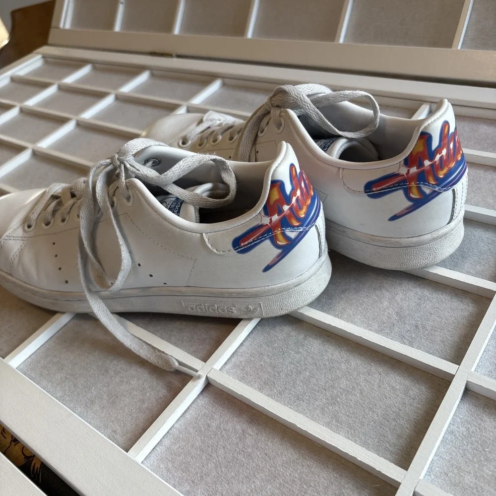 Adidas Originals Leather Stan Smith Graffiti‎ White Bluebird FV7869 Men Sz 7.5